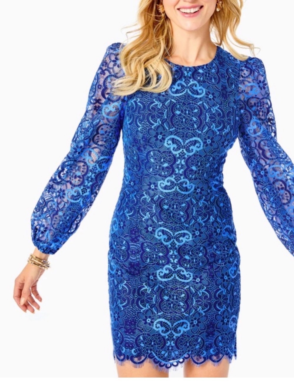 Lilly Pulitzer Royal Blue Lace Long-Sleeve Sheath Dress